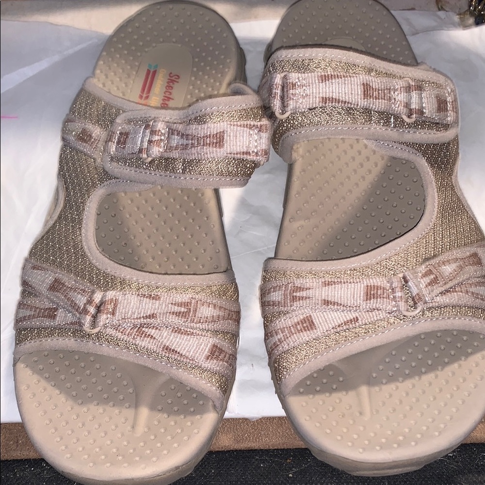 Skechers Tan Sandals with Textured Footbed and Sporty Design